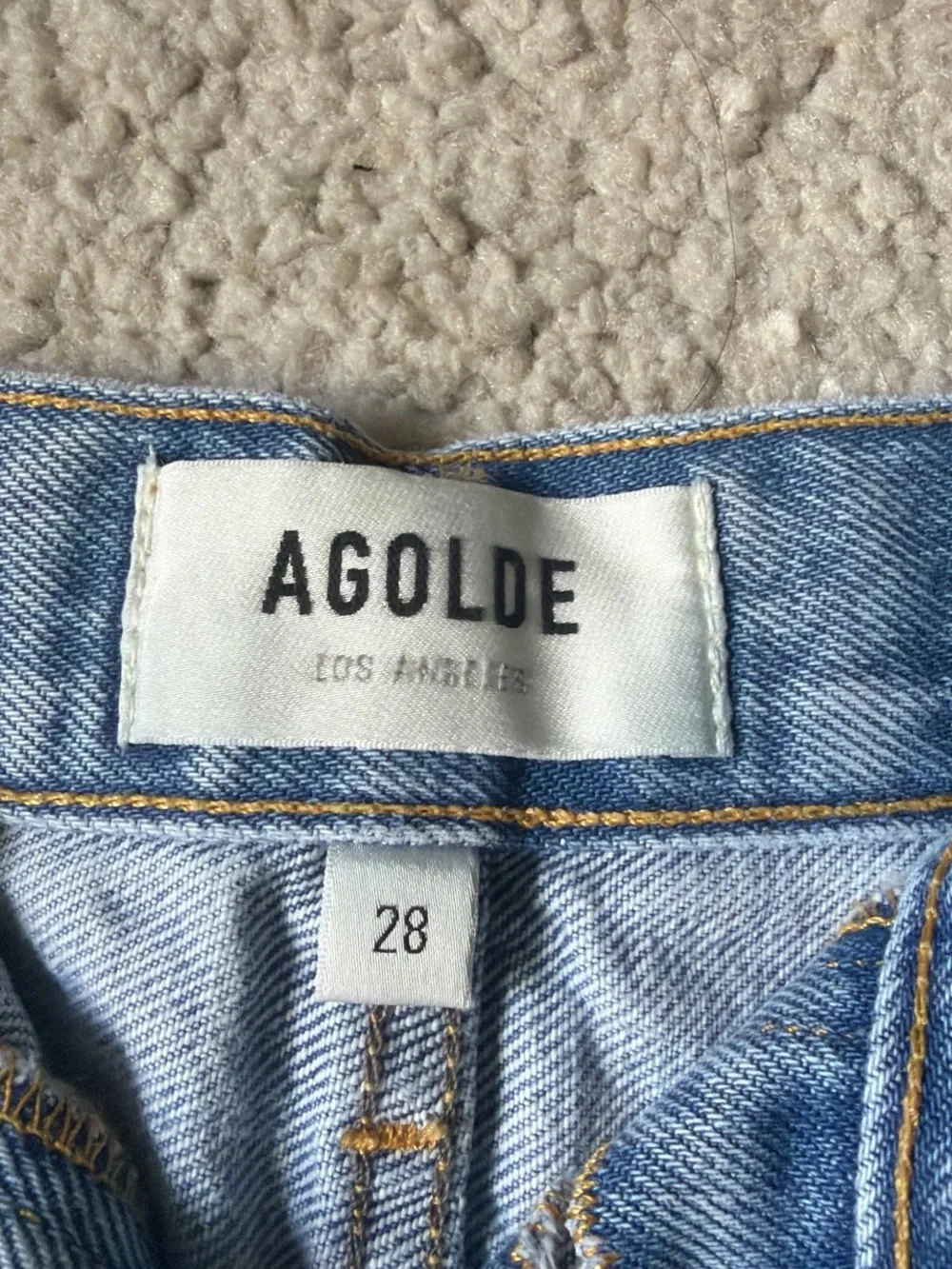Agolde Light Wash Distressed Denim Cutoff Shorts
